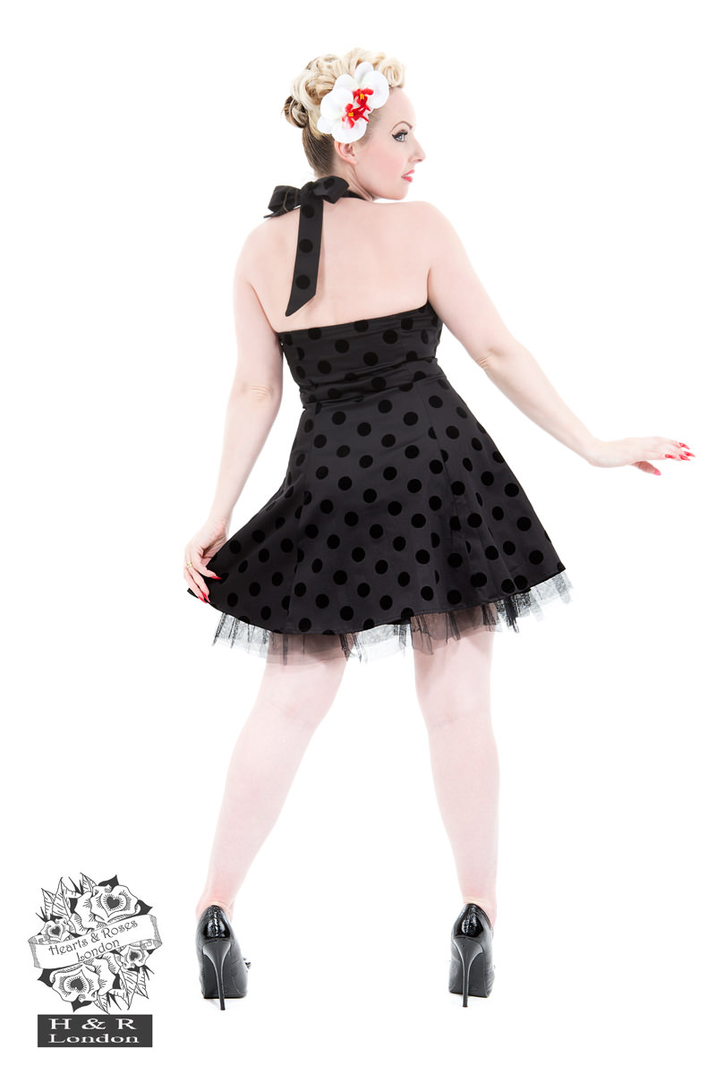 Double Black Flocked Dot Dress