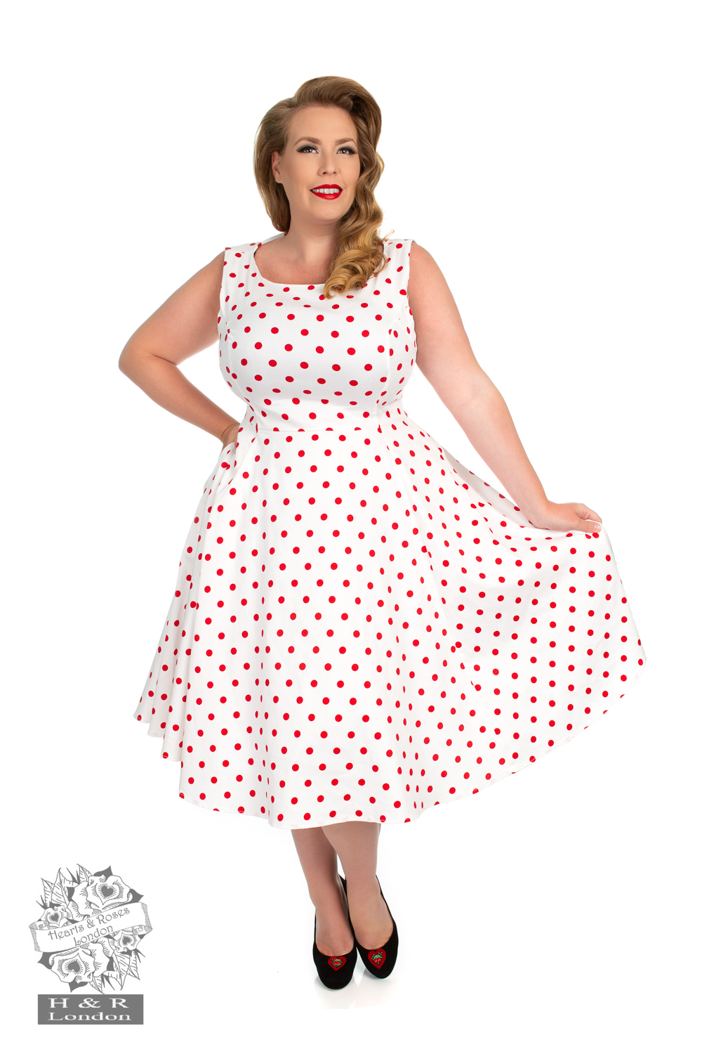 Red and white 2024 polka dot dress